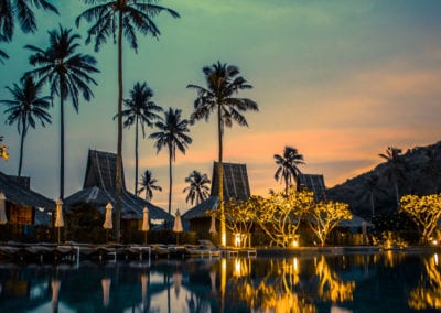 Flight Centre Thailand Pool vista with palms