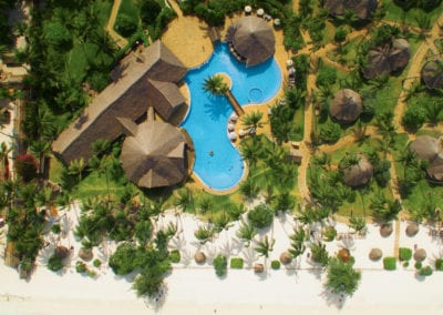 Flight Centre Zanzibar Aerial view of hotel and pool